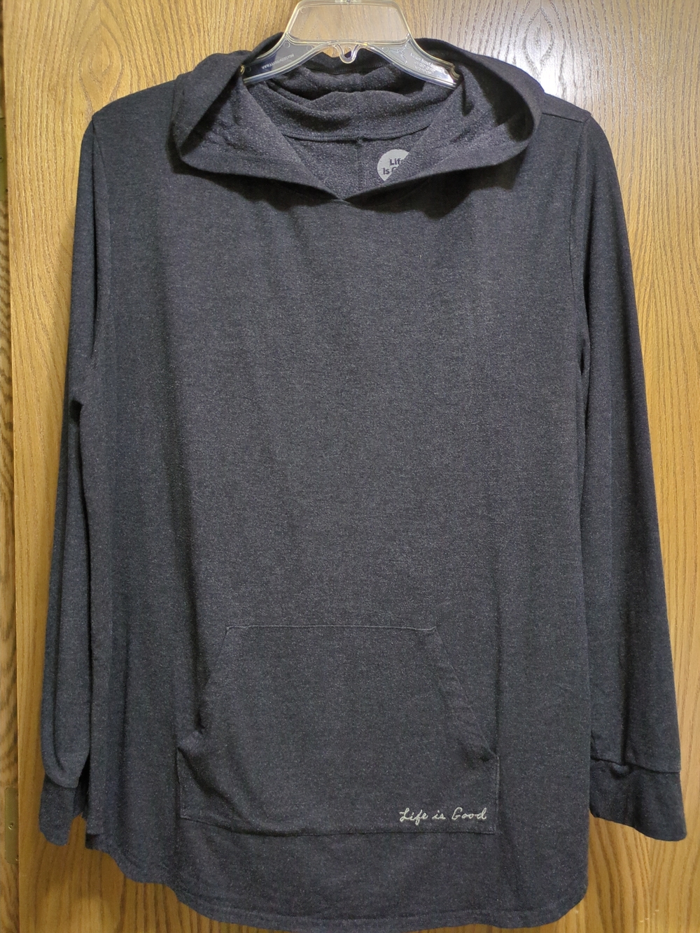 Life Is Good Women's Dark Charcoal Lightweight Hooded Pullover